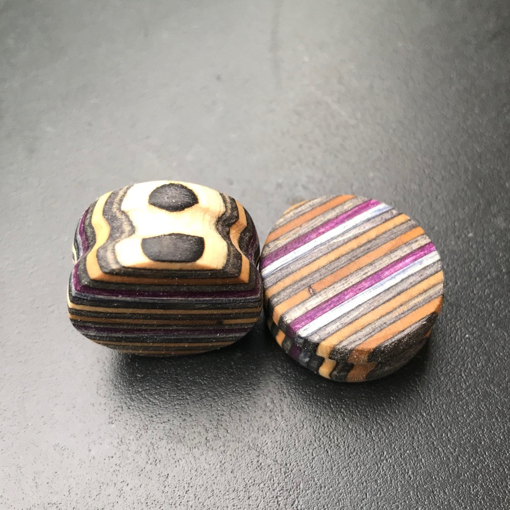Custom plugs made from used skateboards